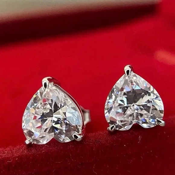 Certified 2Ct Diamond silver Earrings  - Brazil push back 925 - Picture 7 of 8